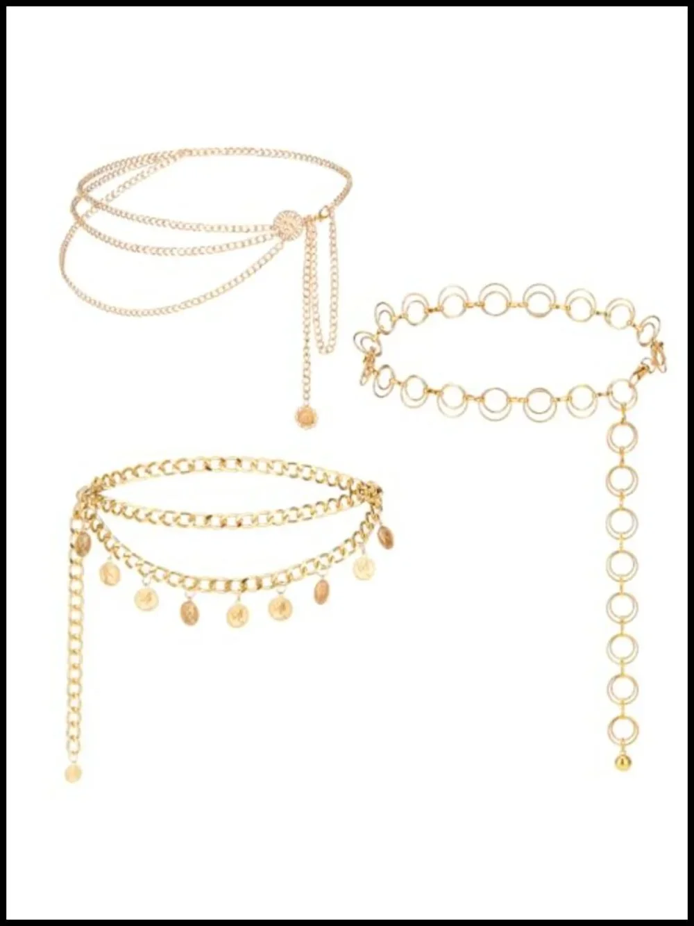 3 Piece Layered Waist Chains for Women Multilayer Metal Adjustable Dress Hip